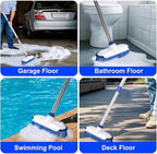 ITTAHO Floor Scrub Brush with Long Handle, 2 in 1 Deck Scrub Brush, Stiff Bristle Scrub Broom & Cleaning Brush for Tile Floor,Deck,Patio,Marble,Garage,Wall, Kitchen,Bathroom