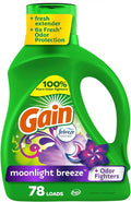 Gain Liquid Laundry Detergent, Moonlight Breeze Scent, 113 fl oz, 78 loads, Freshness + Odor Fighting, High efficiency washing machine iquid cleaning soap