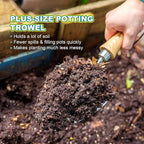 Berry&Bird Potting Trowel, Oversized Garden Hand Shovel with Sharp Blade & Wood Handle, Stainless Steel Gardening Tool for Roots, Planting, Digging, Transplanting, Soil Loosening and Fertilizer Mixing
