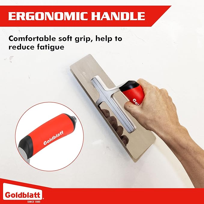 Goldblatt Venetian Plaster Finishing Trowel Set, 3 Pieces Polished Stainless Steel Drywall & Concrete Trowels with Soft Grip Handle, Paint Plastering & Marmorino Finishing Tools, Trapezoid Blade