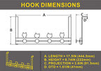 creathome Over The Door Rail with 4 Peg Hooks, Lovely Cat Pattern, Classic Style
