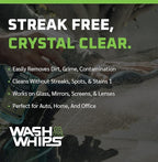 WASH&WHIPS Window, Glass Cleaner Pit Stop Refill Effervescent Tablets – 16 Bottles, Cleans Glasses, Windows, Mirrors,Steel Appliances – Streak-Free, Car, Office, Home & Kitchen