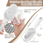 Foot Brush/Foot File/Silicone Body Scrubber Set(3PCS), 3-in-1 Foot Scrubber with Long Handle, 10.2’’-27.5’’Adjustable Foot Scrub Brush with Foot File and Silicone Loofah, Gift-Box(White Set)