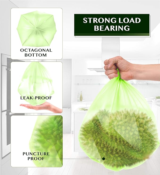 Compostable Trash Bags - FORID 8 Gallon Garbage Bags 150 Count Trash Can Liners 30 Liter Unscented Medium Wastebasket Bags for Kitchen Bathroom Home Office Garbage Can (5Rolls/Green) - Durable & Thick