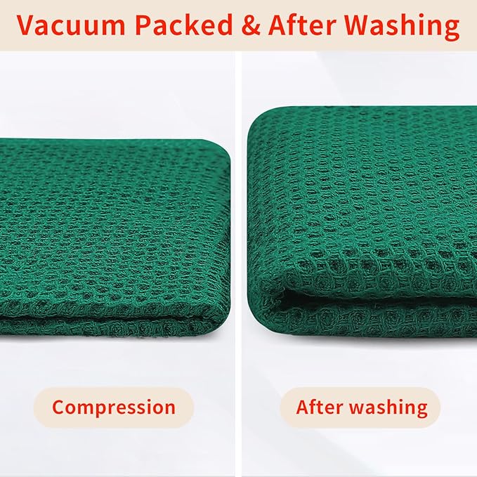 Homaxy 100% Cotton Waffle Weave Kitchen Dish Cloths, Ultra Soft Absorbent Quick Drying Dish Towels, 12 x 12 Inches, 6-Pack, Dark Green