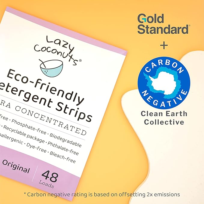 Eco Friendly, Plant Powered Laundry Detergent Strips - Fragrance Free, Unscented, Ultra Concentrated, Earth Friendly No Plastic - Lightweight and Perfect For Home, Dorms, Travel, Camping