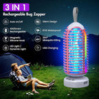 Bug Zapper Outdoor with Colorful Lighting and Auto-Sensing, 3 in 1 Cordless 4000mAh Battery Electric Fly Trap, Rechargeable Mosquito Zapper for Camping, Patios, Garden, Kitchen (2Pack-Pink)