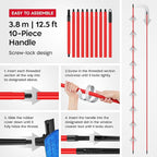 Tyroler Professional Window Squeegee for Home,1 ft-12.5 ft Long Squeegee for Window Cleaning, 2-in-1 Window Cleaning Squeegee Kit, Indoor & Outdoor Window Cleaner Tool for High Windows & Glass
