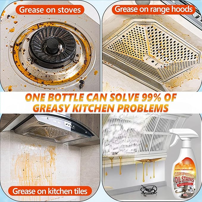 Heavy Duty Degreaser, 2025 New Kitchen Cleaner, Multipurpose Oil Stain Remover, Strong Grill Cleaner for Restaurant, Multipurpose Cleaner Spray for Countertops, Ovens
