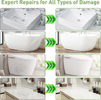 Surface Repair Kit for Tubs, Tiles, Countertops - Fixes Chips, Cracks, Scratches, Holes (Fiberglass, Porcelain, Stone, Acrylic)