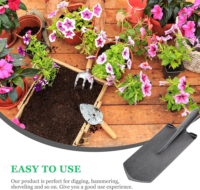 Heavy-Duty Manganese Steel Garden Spade for Digging with Narrow Tip, Thickened Handheld Shovel for Planting and Tree Transplanting in Gardening and Farming