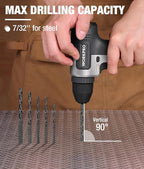 WORKPRO 8V Cordless Drill Set, 2Ah Electric Power Drill with 3/8'' Keyless Chuck, 15pcs Bits, Type-C Charging, Built-in LED and Variable Speed for Drilling and Screwing
