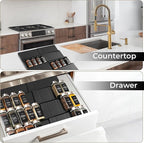 ALCOVA Spice Drawer Organizer, 4 Tier Expandable Spice Rack for Drawer from 9" to 18", Spice Organizer for Drawers and Countertop 8 Pcs Pack (Jars not included)