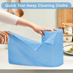 LIVOS Microfiber Cleaning Cloth Roll - 80 Pack, Reusable Paper Towels, Microfiber Towels for Cars, Super Absorbent Lint Free Cleaning Rags for House, Kitchen, Window-Light Blue, 11.5"x11.5"