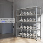 M MZG 3500LBS 59" W 5 Tier Storage Shelves Rack Metal Wire Shelving Unit, Storage Standing Shelf Organizer for Laundry Bathroom Kitchen Pantry Closet Garage, Chrome 17.7" D x 59.1" W x 70.4" H