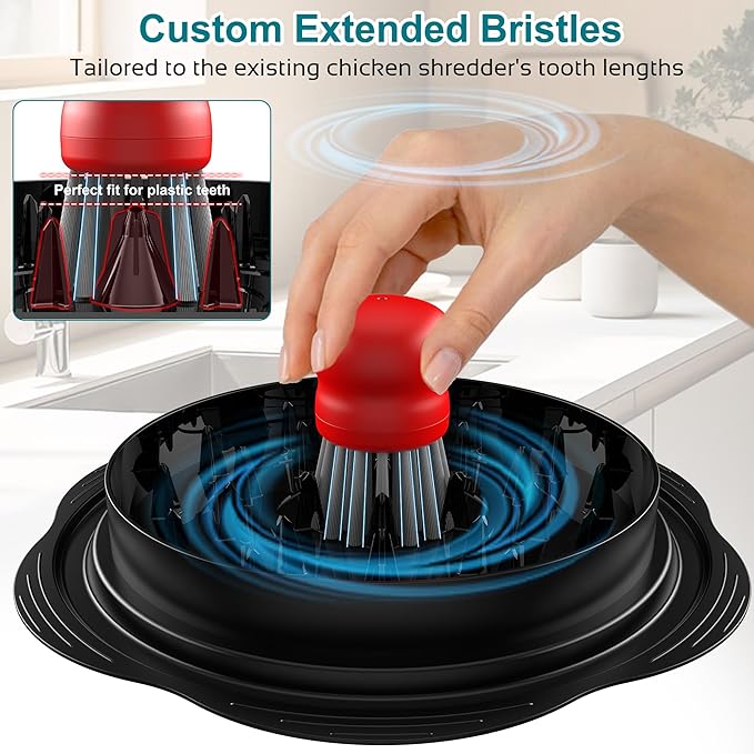 Mini Dish Brush for Cleaning Chicken Shredder, Palm Brush Dish Scrubber with Ergonomic Grip, Kitchen Brush for Washing Dishes, Pans, Pots, Sink (4, Red)