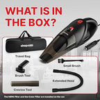 Shop-Vac 12V Car Vacuum - Portable Vacuum Cleaner with 7000Pa Powerful Suction, 16Ft Corded Handheld Car Vac & Storage Bag, Cigarette Lighter Plug, for Deep Interior Detail Cleaning