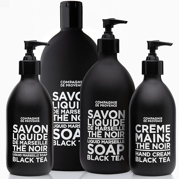 Compagnie de Provence Savon de Marseille Extra Pure Liquid Soap, Black Tea, Two 33.8 Fl Oz Plastic Bottle Refills
