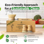 Clean & Kind Gift Set – Premium 6-Piece Eco-Friendly Bamboo Kitchen Brush Set with Natural Bristles & Wooden Handles