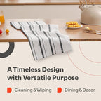 Zeppoli Classic Kitchen Towels - 6 Pack 100% Natural Cotton Towel Set, Reusable Wash Cloths, Absorbent Dish Towels, Machine Washable Hand Towels, Kitchen Essentials, 20" x 28" - Black VAR