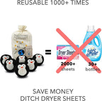 Friendsheep Wool Dryer Balls, Organic Reusable Fabric Softener Alternative for Laundry, Handmade, Fair Trade, Hypoallergenic, Eco-Friendly, Plastic-Free (6 Pack XL – Black Penguin)