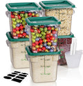 8QT NSF Food Storage Containers: 6PCS [Food Grade][Hot&Cold Resistant] Commercial Clear Food Storage Containers with Lids for Restaurant Kitchen Proof Dough, Measuring Spoons Included(GREEN, N)