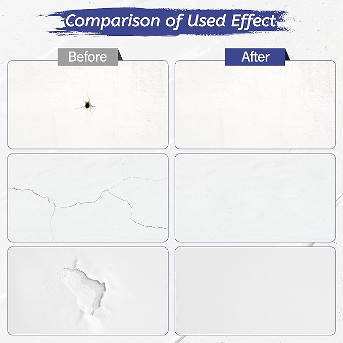 Oriflame Drywall Repair Kit: 8.5 Ounce Spackle Wall Repair with Patch/Scraper/Sandpaper/Gloves - White Wall Putty for Nail Holes/Cracks/Dents/Stains/Peeled Wall