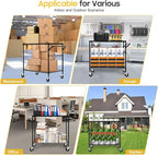 WDT 2-Tier Utility Cart with Wheels, Metal Cart with 1000LBS Capacity, NSF Heavy Duty Rolling Cart, Commercial Grade Serving Tool Storage Carts for Warehouse Garage Kitchen, 24"D x 45"W x 39"H, Black