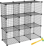 TUMUCUTE Wire Cube Storage Organizer, Metal Storage Shelves Bookshelf, Stackable Modular Closet Organizer for Bedroom Living Room, Office,Storage Shelves (9 Cubes, Iron)