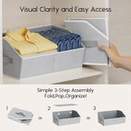 Large Closet Organizers and Storage Bins - 8 Pack Trapezoid Storage Baskets for Shelves, Foldable Fabric Baskets with Handles Ideal for Closet, Basket, Wardrobe and Shelf Storage, Light Grey
