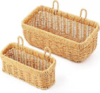 AceList Wall Hanging Basket, Boho Style Hand-Woven Hanging Storage Baskets - Set of 2, Ideal for Boho Room Decor, Kitchen, Garden, and Living Room