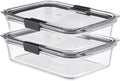 Rubbermaid Brilliance Glass Food Storage Containers, 8 Cup, Set of 2, BPA-Free, Leak-Proof, Clear