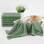 Homaxy Premium Kitchen Towels(18”x 28”, 8 Pack), Large Cotton Kitchen Hand Towels, Flat and Terry Dish Towels, 380 GSM Highly Absorbent Tea Towel Set with Hanging Loop, Grass Green