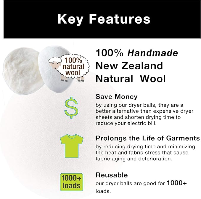 Smart Design 3933142 Dryer Balls, Natural Wool