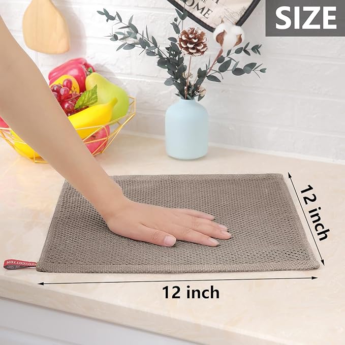 Homaxy 100% Cotton Waffle Weave Kitchen Dish Cloths, Ultra Soft Absorbent Quick Drying Dish Towels, 12 x 12 Inches, 24-Pack, Multicolor