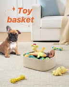 Small Woven Basket, 13.5 x 9.5 x 5 Inches, Storage Basket for Organizing, Cute Small Rope Shelf Closet Cube Storage Bins Baskets for Shelves, Dog Toy Gift Baskets Empty, 3 Pack Brown