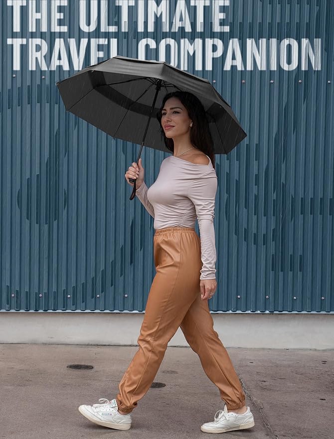 REPEL Windproof Travel Umbrella - Compact & Withstands Winds up to 85MPH , Strongest Premium Auto Folding Umbrella for Rain and Sun - Durable, Light & Portable for Women & Men , Fits Backpack & Cars