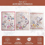 Maison d' Hermine Kitchen Towels Set of 3 100% Cotton 27.50" x 20" Reusable Cloth Tea Dish Towels Absorbent with Hanging Loop for Kitchen, Home, Dining, Cocktail Parties (Equinoxe - Beige)