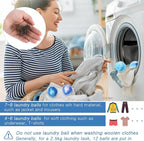 Blulu 12 Pieces Pet Hair Remover for Laundry Dryer Balls Reusable Washing Machine Hair Catcher Pet Dog Cat Catcher Lint Remover (Blue Set)