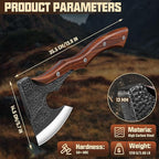 Purple Dragon Camping Hatchet Axe with Sheath - 14" Hand Forged Survival Hatchet for Wood Chopping, Splitting & Carving, Bushcraft Axe for Outdoor & Garden Work with Full Tang Wood Handle, Men's Gift