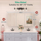 TokeShimi 48x24 Bathroom Medicine Cabinet with Mirror Tempered, Aluminum Black Mirrored Medicine Cabinet Recessed or Surface Mount with Adjustable Storage Metal for Modern Farmhouse