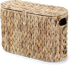 YANGQIHOME Toilet Paper Storage, Water Hyacinth Toilet Paper Storage with Lid, Papers Container for up to 6 Mega Rolls, Bathroom Basket Organizer