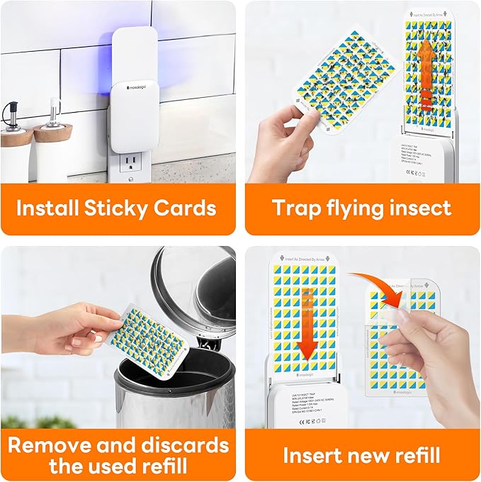 Mosalogic Fruit Fly Traps for Indoors Gnat Trap for House Indoor- 600 Sqft Protection Area UV Fly Insect Trapper for Fruit Flies，Gnat，Mosquito，and Other Flying Insect Plug in Bug Killer White