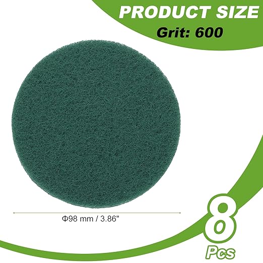 Power Scrub Pads, Scrubbing Pads 400 Grits Scouring Discs - Fitting for (Home Kitchen Cleaning - Drill Attachment - Scrubber Replacement) 8 Pcs & 4 Inch & Dark Green
