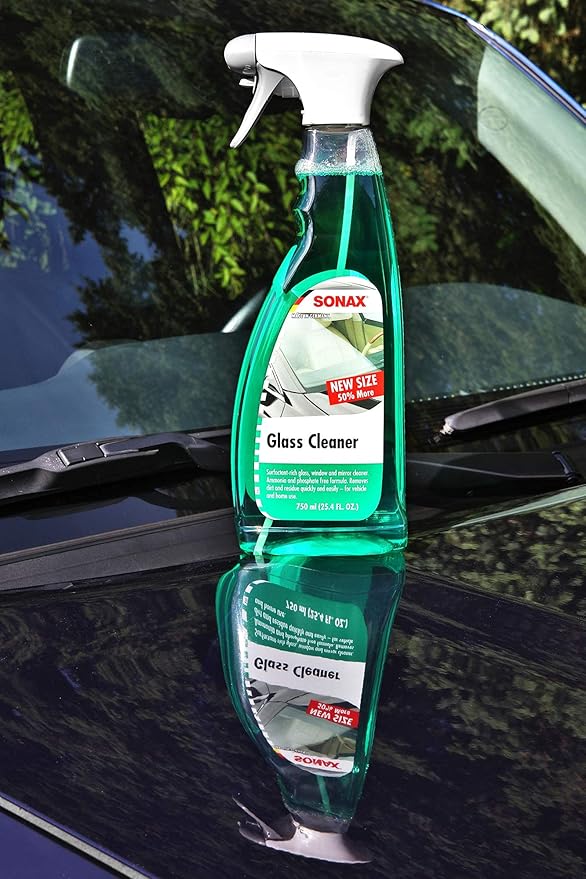 SONAX Glass Cleaner 338400 | Powerful Streak Free Formula for Crystal Clear Windows and Mirrors | Easily Removes Dirt Grease and Grime | Safe for Automotive and Household Use | 500ml