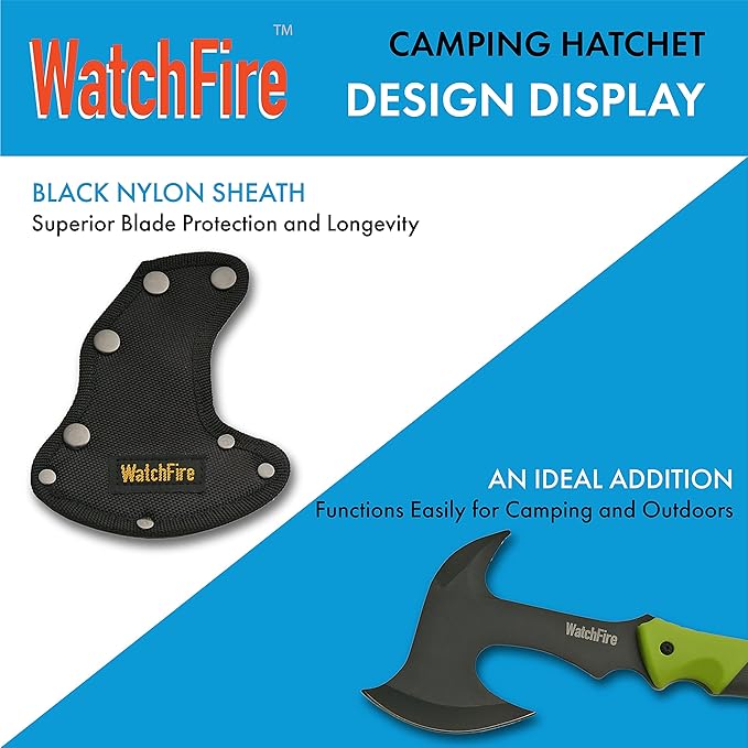 WatchFire 11.5" Coated Stainless Steel Spiked Back Camping Axe