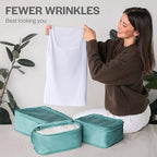 Compression Packing Cubes for Travel - Luggage Organizer Bags - Double Zipper Packing Cubes for Suitcases (6-Pack, Teal)