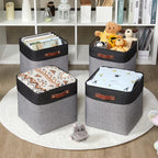 HNZIGE 13x13x13 Storage Baskets (4 Pack) Large Fabric Storage Cubes for Shelves, Storage Cube Bins for Gift with Leather Handles for Home, Kids Room, Closet (White&Black)