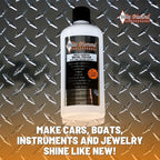Schultz Laboratories Metal Polish with Long Lasting Sealant, 12 fl oz is a Cleaner, Polisher and protectant All in one. Removes Oxidation and Discoloration from Aluminum, Brass, Chrome and More