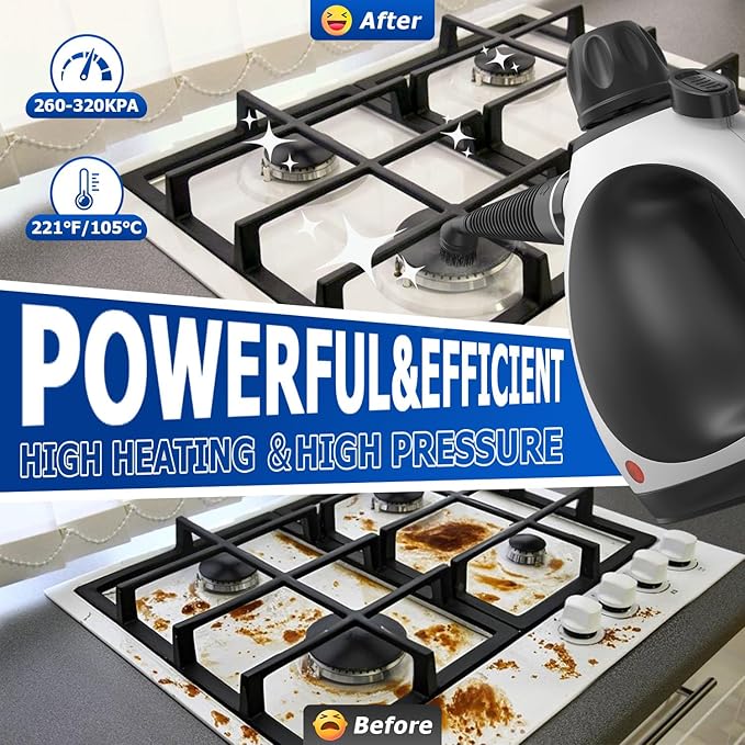 Handheld Steam Cleaner - High Pressure Steam Cleaner for Home, Multi-functional Cleaning Tools for Kitchen, Bathroom, Couch, Car. Portable Steamer Makes Housework Easier.
